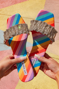 $30 Ruched Rhinestone Sandals